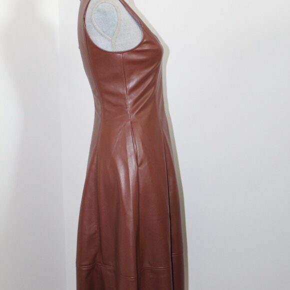NWT Paige FIORELLA DRESS PETITE FRENCH PRESS Faux Leather - Picture 7 of 10